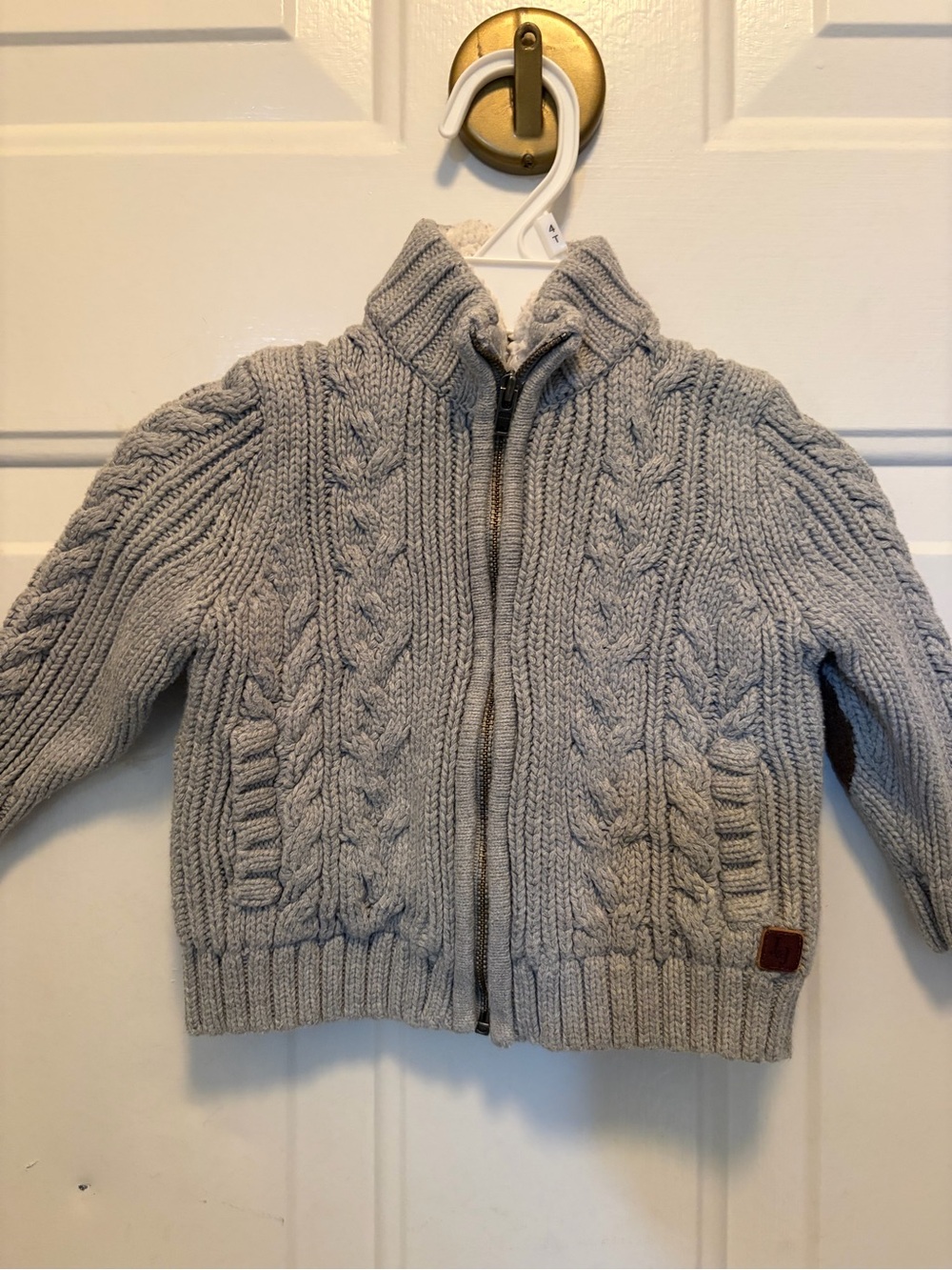 Janie and Jack Light Gray Cable-Knit Zip Sweater Jacket